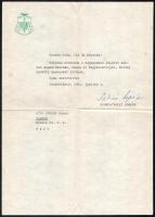 Fábián Árpád (1926-1986) premontrei szerzetes, szombathelyi püspök aláírása levélen
