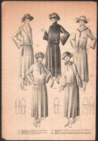 cca 1930 Art deco női divatok, 10 fekete-fehér kép, német ny. feliratokkal. Ofszet, papír. Lap széle...