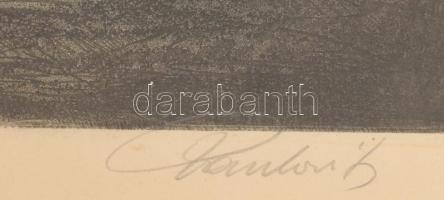 Paulovits Pál (1892-1975): Firenzei sikátor. Színezett rézkarc, papír, jelzett, üvegezett fakeretben...