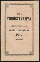 1858 ,,Első tudósítványa a Sümegh mezővárosi al-real tanodának 1857/8. tanévben. Sümeg, iskolai évkönyv.  ,,Nyomatott Bagó M. betűivel Budán, 1858. 61 p.