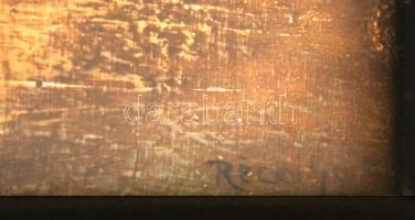 Réczei Győző (1870-?): Tehenek. Olaj, fa, jelezve jobbra lent, 8,5x14 cm, dekoratív fakeretben