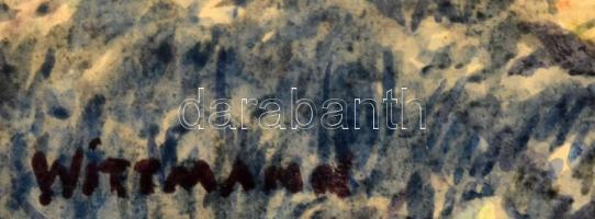 Wittmann jelzéssel: Patak mentén. Akvarell, papír. 24x18 cm. Dekoratív, üvegezett fakeretben