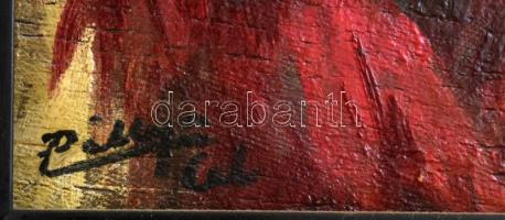 Pállya Celesztin (1864-1948): Női portré. Olaj, falemez, jelzett. Dekoratív fakeretben, 15×13 cm