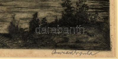 Conrad Gyula (1877-1959): Est a Dunán (Budapest, Margit híd). Rézkarc, papír, jelzett, üvegezett fak...