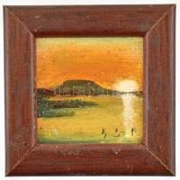 Szabó Pálma, G. (1962-): Balatoni naplemente. Olaj, farost. Jelzett. 5x5 cm. Fakeretben