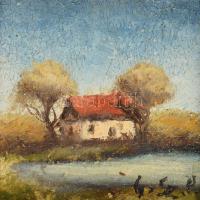 Szabó Pálma, G. (1962-): Tanya. Olaj, farost. Jelzett. 5x5 cm. Fakeretben