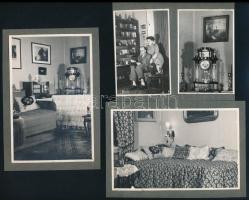 Régi lakásbelsők, 4 db albumlapra ragasztott fotó, 6×9 és 9×14 cm