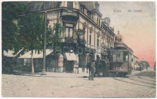 1917 Braila, Strada Galatz / street, tram, shop of N.D. Mihail Essa (r)