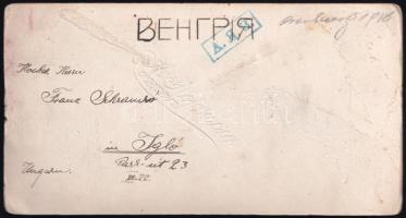 1916 Orenburg, magyar katona téli öltözetben, keményhátú kabinetfotó, orosz fogságból családjának Ig...