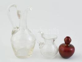 3 db kis üveg kiöntő és váza 5-16 cm