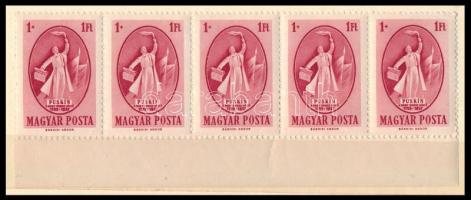 1948 Szakszervezet kisív + 1949 Puskin 5-ös csík (18.500) / Mi 1035 mini sheet + 1039 stripe of 5
