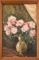 Szergenyi 1966 jelzéssel: Virágcsendélet. Olaj, farost, . Kopott fakeretben, 60x40cm