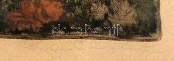 Prihoda István (1891-1965): Ádám és Éva. Színezett rézkarc, papír, jelzett, számozott (132/150), 22×...