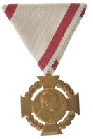 1908. Katonai Jubileumi Kereszt aranyozott bronz kitüntetés mellszalagon T:XF Hungary 1908. Diamond Jubilee Cross for the Armed Forces gilt bronze decoration with ribbon C:XF NMK 269.