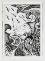 Nagy Imola (1976-): Vágy és varázsat. Tus, papír, jelezve jobbra lent, hátoldalán autográf felirattal, fakeretben, 39,5x26,5 cm