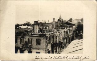 1917 Kalush, Kalus; utca részlet a bevétel után / WWI military destruction, street. photo