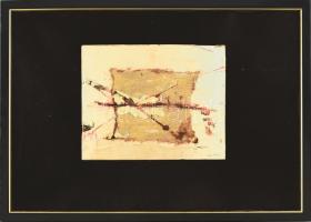 Sipos Éva (1967-): Gesztusok aranyban (cím nélkül). Vegyes technika, papír, jelzett, fakeretben, 23×29 cm
