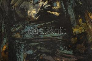 Pólya jelzéssel, XX. sz, második fele: Absztrakt kompozíció. Olaj, farost, kissé sérült. 70x50 cm