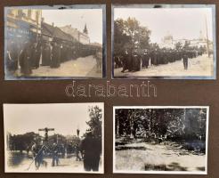 cca 1920-1940 Családi fotóalbum mintegy 140 beragasztott fotóval, strandolás, ünnepségek, szülőszoba...