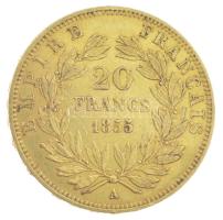 Franciaország / Második Császárság 1855A 20Fr Au III. Napóleon (6,48g/0.900) T:XF / France / Second Empire 1855A 20 Francs Au Napoleon III (6,48g/0.900) C:XF Krause KM#781