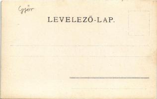 ~1900 Győr, felvonulás, ünnepség, magyar zászlók, üzletek. photo