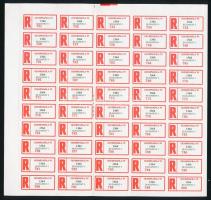 1995 Olympiafila ajánlási ragjegy komplett 50-es ív, nagyon ritka / Hungarian 1995 Olympiafila registration label sheet