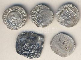 Középkori magyar, illetve Magyarországon használatos friesachi dénárok Ag 5db T:vegyes