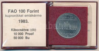 1983. 100Ft Cu-Ni "FAO - Több gabonát a világnak" műbőr tokban, tanúsítvánnyal T:BU
Adamo...