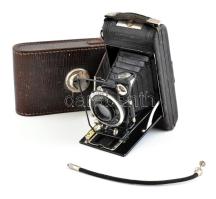 Voigtländer 6x9 cm rollfilmes kamera Heliar 1:4,5/8,5,5 cm objektívvel F. Deckel Compur zárral eredeti bőr tokkal