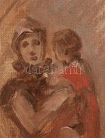 Bruck Lajos (1846 - 1910): Anya gyermekével. Olaj, vászon-karton, hátoldalon "Bruck Lajos hagya...