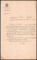 1910 Hieronymi Károly kereskedelemügyi miniszter autográf aláírása kinevezésen