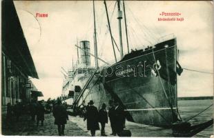 1909 Cunard Magyar-Amerikai vonal a Pannónia kivándorlási hajó Fiume kikötőjében. Marie Stedul kiadása / Piroscafo Ung. Croata Pannonia / Cunard Hungarian-American Line. Emigration ship Cunard Line RMS Pannonia in Rijeka (EK)