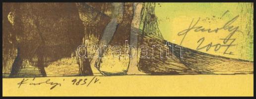 Károlyi András (1938-): Álom és valóság. Ofszet, tus, akvarell, kréta, papír, jelzett, számozott, 19...