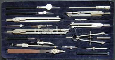 cca 1920 majdnem hiánytalan Richter & Co Kopernikus XI. körzőkészlet / almost complete set of bows