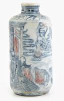 Antik Japán porcelán tégely. Kézzel festett porcelán, hibátlan. XIX. sz. / Antique Japanese porcelain snuff bottle. Hand painted 7,5 cm