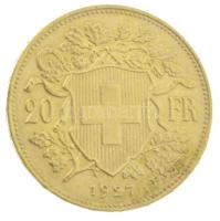 Svájc 1927B 20Fr Au (6,45g/0.900) T:AU,XF ph.  Switzerland 1927B 20 Francs (6,45g/0.900) C:AU,XF edge error Krause KM#35.1