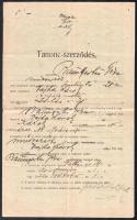 1920 Marosvásárhely (Târgu Mures), tanonc-szerződés, Baumgarten Géza műszerész és Vajda Károly cipészmester között, kitöltve, bélyegzővel