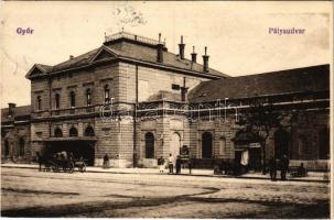 1920 Győr, pályaudvar, vasútállomás, Kalodont reklám. Vasúti levelezőlapárusítás 472.