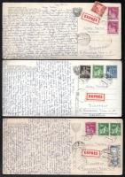 cca 1960-70 Sárdy Brutus (1892-1970) festőművész, restaurátornak a fiától, Sárdy Lóránt (1931-2014) restaurátor által küldött levél 3 db nagyalakú tátrai képeslapon, valamint egy Sárdy Lórántnak küldött képeslap és egy beazonosításra váró üdvözlólap