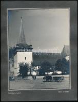 1940 Bánffyhunyad (Huedin), Erdély + Fehérgyarmat, templomok, 2 db fotó, egy kartonra kasírozva, 22,5x17 cm