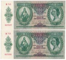 1936. 10P (2x) sorszámkövetők B 743 007507 - B 743 007508 T:UNC,AU Adamo P9