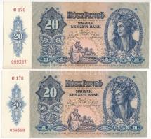 1941. 20P (2x) sorszámkövetők C 170 059387 - C 170 059388 T:F szép papír Adamo P12