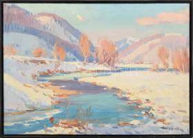 Soltész Zoltán (1909-1990): Téli Kárpátok (Kárpátalja). Olaj, vászon, jelzett. Fa keretben, 50×70 cm...