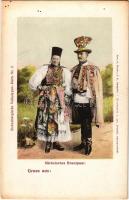 Erdélyi szász házaspár / Sächsisches Brautpaar. Siebenbürgische Volkstypen Karte Nr. 2. G.A. Seraphin, Jos. Drotleff / Transylvanian Saxon folklore (fl)