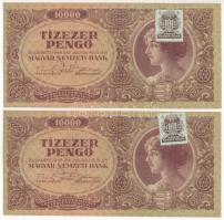 1945. 10.000P "MNB" bélyeggel (2x) sorszámkövetők "L 859 093811 - L 859 093812" T:AU,XF folt Adamo P23e