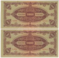 1945. 10.000P "MNB" bélyeggel (2x) sorszámkövetők "L 859 093811 - L 859 093812" ...