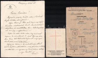 cca 1933-44 Sárdy Brutus (1892-1970) restaurátor katonai pályafutásával kapcsolatos iratok, levelek,...