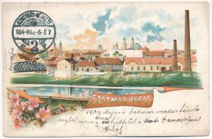 Szatmárnémeti, Satu Mare; Szamospart. Löwy M. / Somes riverside. Art Nouveau, floral, litho (EK)