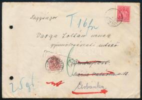 1942 Levél 16f portóval Budapestre, majd továbbküldve Csobánkára 16f portóval / Cover with postage due, redirected