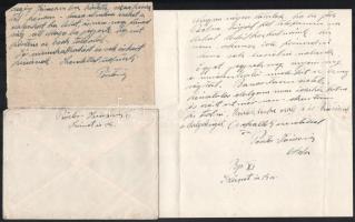 cca 1940-60 Sárdy Brutus (1892-1970) restaurátornak küldött 4 db levél híres képzőművészek özvegyeit...